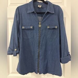 Anne Klein XL Denim Shirt / Jacket XL Zip Front